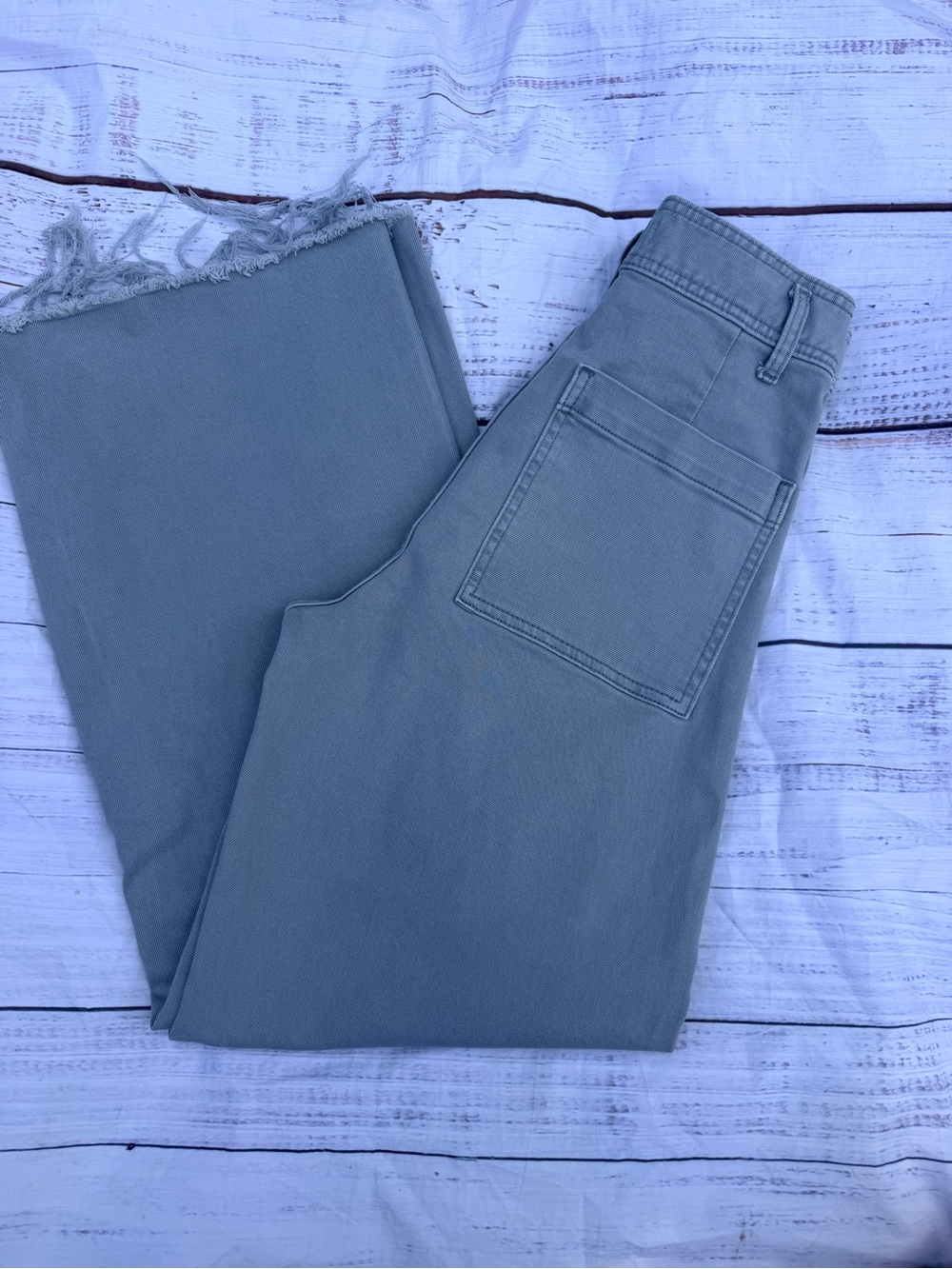 Zara Wide Leg Pants Marine Straight Women’s Green Size 6 Minimalist Chic Casual - Picture 9 of 13